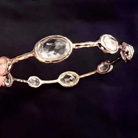 $1195 IPPOLITA 18k ROSE Gold Sterling Silver Rock Candy Quartz Bangle Bracelet - Picture 2 of 6